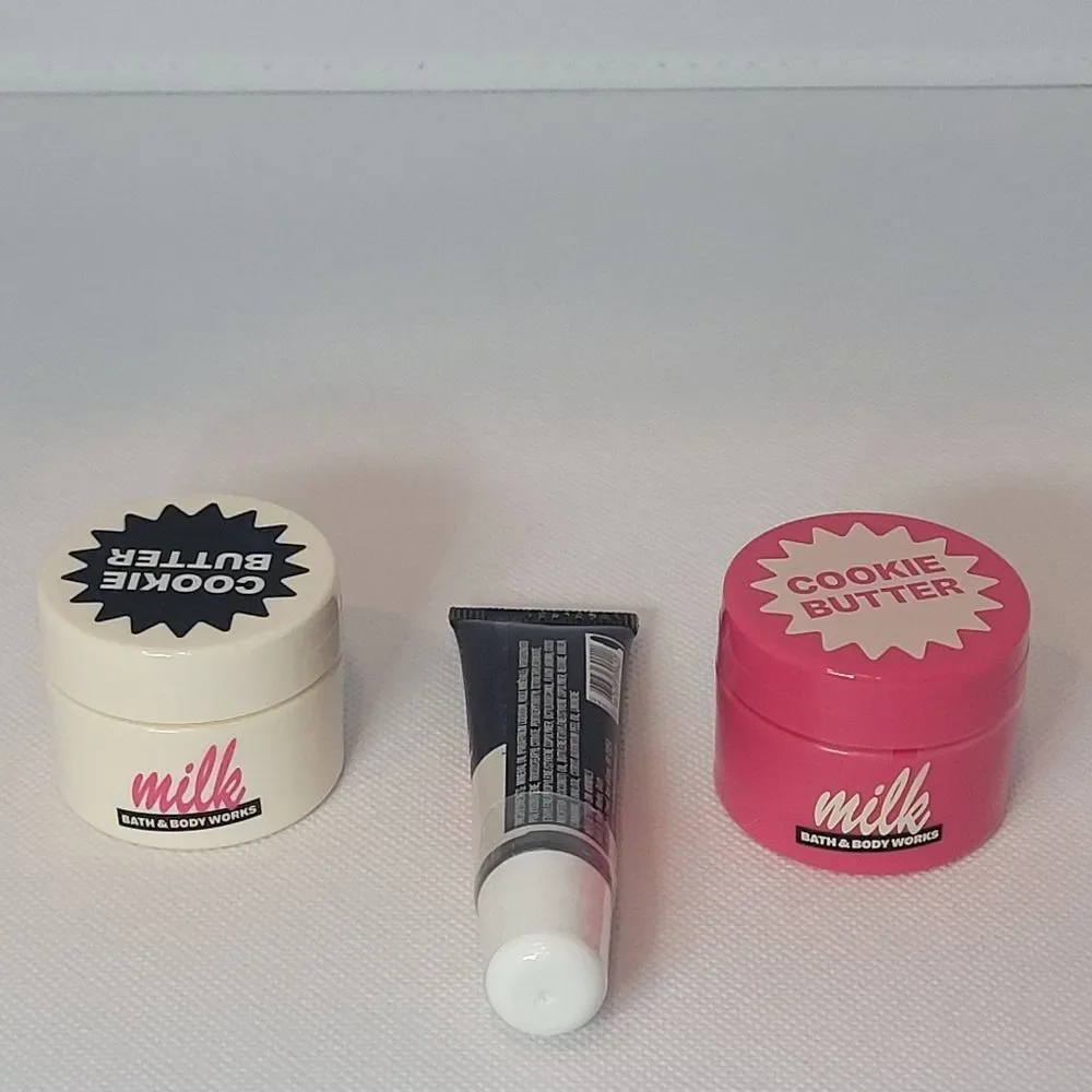 BBW Milk Bar Cookie Butter 2025 Lip Mask Gloss Scrub 3 Pc Set New All Sealed OOS